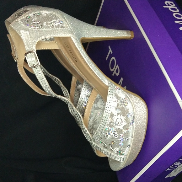 TOP moda bridal heels Silver with sequins - Picture 4 of 10